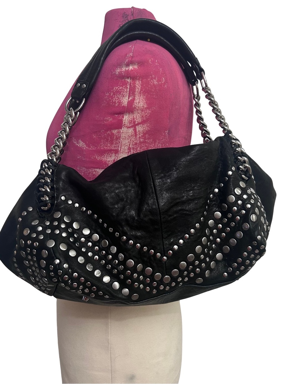 🖤MAKE OFFER🖤 Junior Drake Black Leather Shoulder Bag Silver Studs Y2K Punk Goth